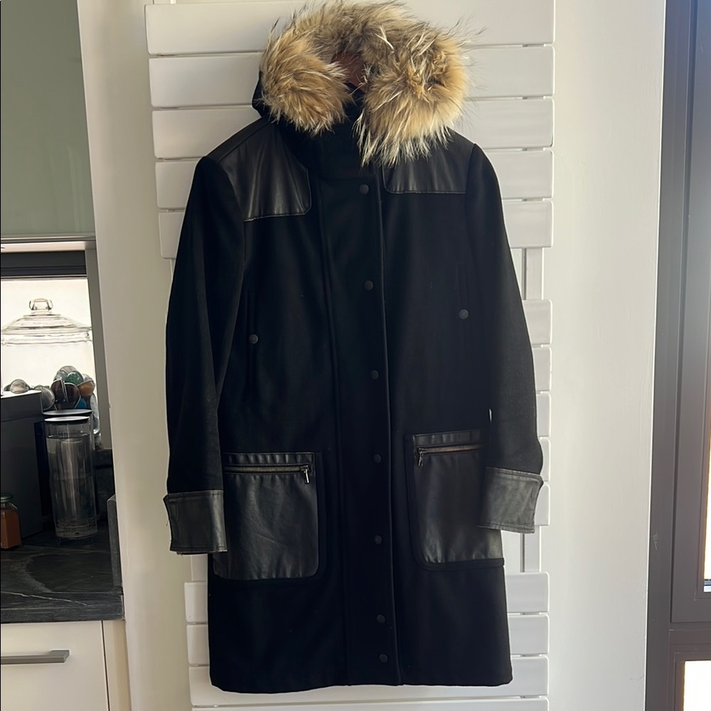 rag & bone Black Utility Jacket with Fur Hood